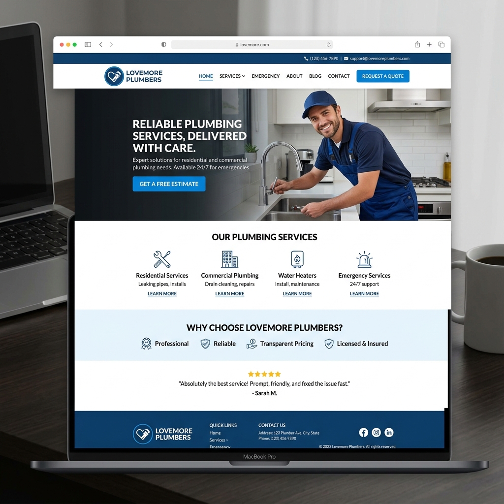 Lovemore Plumbers website screenshot